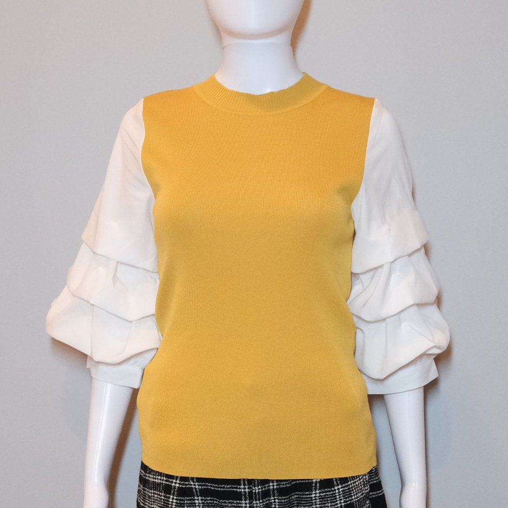 Gracia Yellow Ruffled Sleeve Top